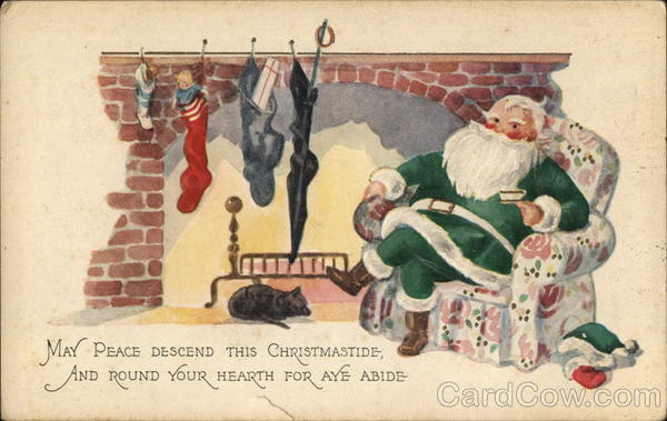 Christmastide - Santa in Green Santa Claus