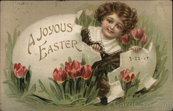 A Joyous Easter with Girl Hatching From Egg Eggs