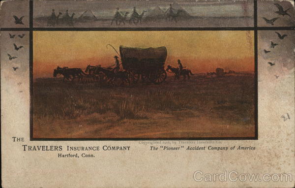 The Travelers Insurance Company - covered wagon and horses