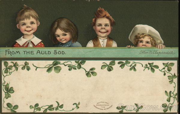 Children Smiling from behind Wall