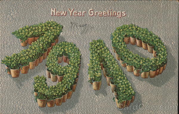 New Year Greetings 1910 Large Letter Dates
