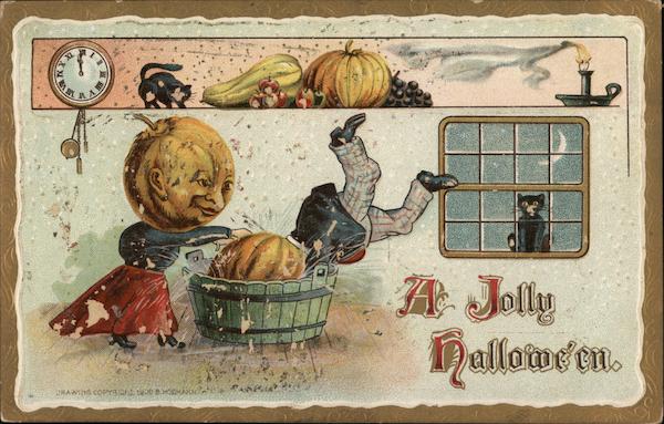 Dunking Jack-O-Lantern in Tub of Water Halloween