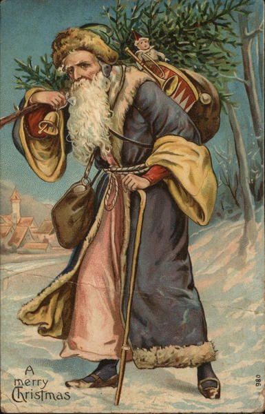 A Merry Christmas - Santa in Purple Robe Santa Claus