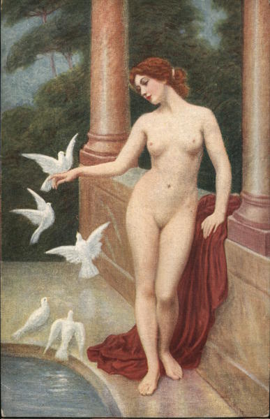 Woman and Doves J. Hannriot Women