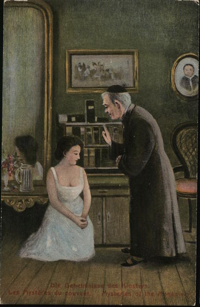 Monk Blesses Kneeling Woman Religious