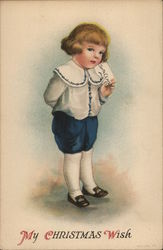 My Christmas Wish - Boy Holding Letter to Santa Children Postcard Postcard