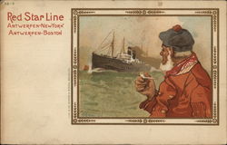 Seaman Watches Ship Red Star Line Postcard Postcard