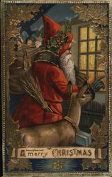 Santa with Reindeer and Bag of Toys Santa with Reindeer and Bag of Toys