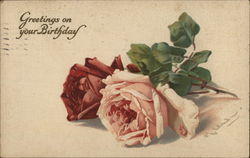 Greetings on Your Birthday - Two Roses Together Postcard