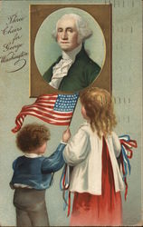 Three Cheers for George Washington Patriotic Postcard Postcard