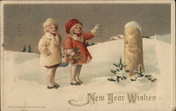 New Year Wishes with Children Postcard Postcard