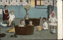Children Bathing Postcard