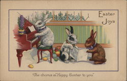 Easter Joys With Bunnies Postcard Postcard