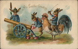 An Easter Greeting with Military Bunnies Firing Eggs From a Cannon An Easter Greeting with Military Bunnies Firing Eggs From a Cannon