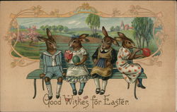 Good Wishes for Easter With Bunnies Postcard Postcard