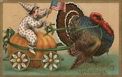 Turkey Pulling Boy on Pumpkin Carraige Turkey Pulling Boy on Pumpkin Carraige