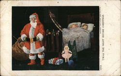 Santa and Sleeping Children Postcard