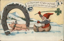 Pig Pulling Santa in Wooden Shoe Pig Pulling Santa in Wooden Shoe