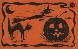 Halloween Scene with black cat, witch, and Jack o' Lantern Halloween Scene with black cat, witch, and Jack o' Lantern