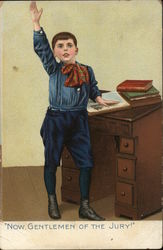 Young Boy Raising Hand Postcard