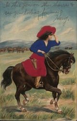 Cowgirl on Horse Postcard