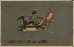 Dog Sniffing Tail of Toy Dog Dogs Postcard Postcard