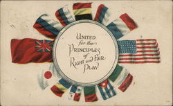 United for the Principle of Right and Fair Play with World Flags Postcard Postcard