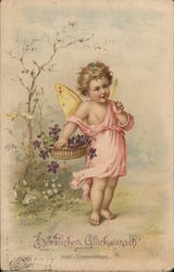 Young Fairy Gathering Flowers Birthday Postcard Postcard