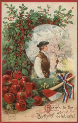 George Washington with Cherry Tree Postcard