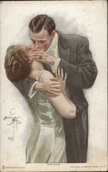 The Kiss Harrison Fisher Postcard Postcard