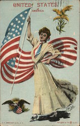 United States of America - woman holding flag United States of America - woman holding flag