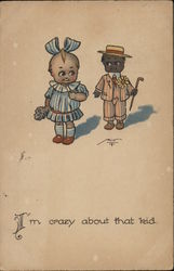 Boy and Girl Black Americana Postcard Postcard