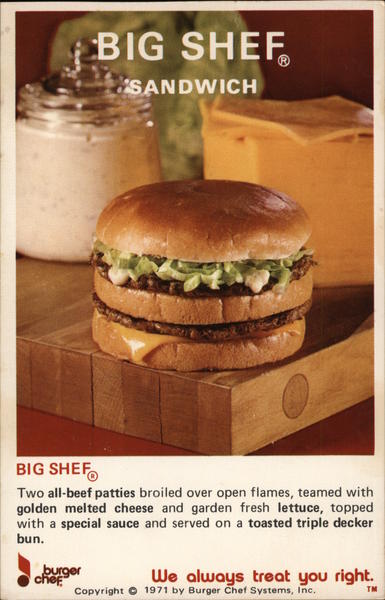 1971 Big Shef Sandwich - Burger Chef Modern (1970's to Present)