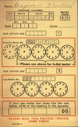 Meter Reading Card, Connecticut Light and Power Norwalk, CT Postcard Postcard Postcard