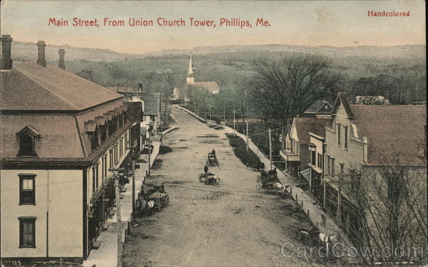 Main Street from Union Church Tower Phillips Maine