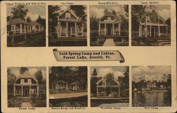 Cold Spring Camp and Cabins, Forest Lake Averill Vermont