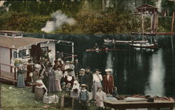 Family Outside Houseboat, St. Joe River Postcard