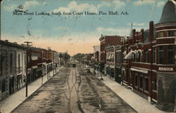 Main Street, looking South from Court House Pine Bluff, AR Postcard Postcard Postcard