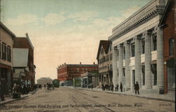 The Gardner Savings Bank Building and Parker Street, looking West Massachusetts Postcard Postcard Postcard