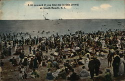 Crowded Beach, $5 Reward if You Find Me in the Crowd, South Beach Postcard