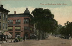 White and Main Streets Postcard