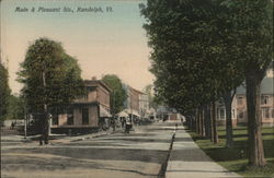 Main & Pleasant Sts. Postcard