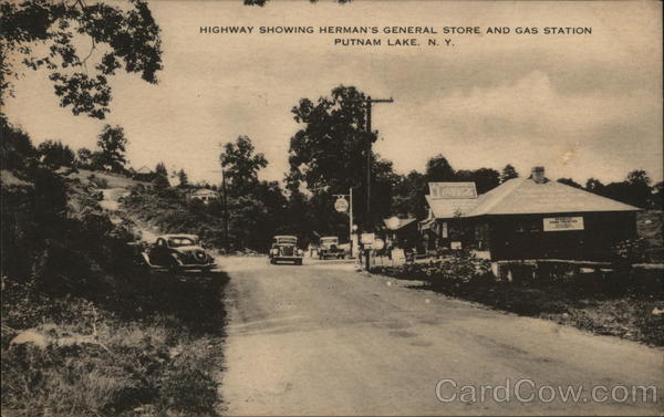 Highway Showing Herman's General Store and Gas Station Putnam Lake New York