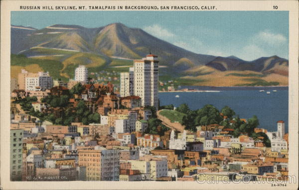 Russian Hill Skyline, Mt. Tamalpais in Background San Francisco California