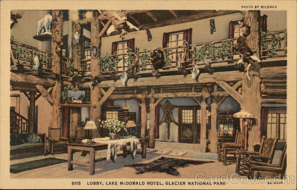 Lobby, Lake McDonald Hotel Glacier National Park Montana
