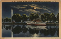 Old Wolverine Training Ship and Perry Monument Postcard