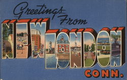 Greetings from New London Connecticut Postcard Postcard Postcard