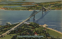 Mount Hope Bridge & Bay Portsmouth, RI Postcard Postcard Postcard