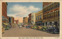 Main Street, Looking North New Britain, CT Postcard Postcard Postcard