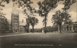 Library and Art Building, Bowdoin College Postcard